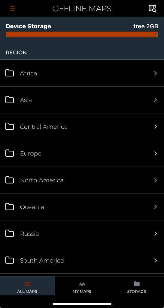 Screenshot of the iOverlander app showing campervan overnight spots on the map.