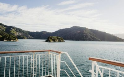 View from a Cook Strait ferry deck over the Marlborough Sounds