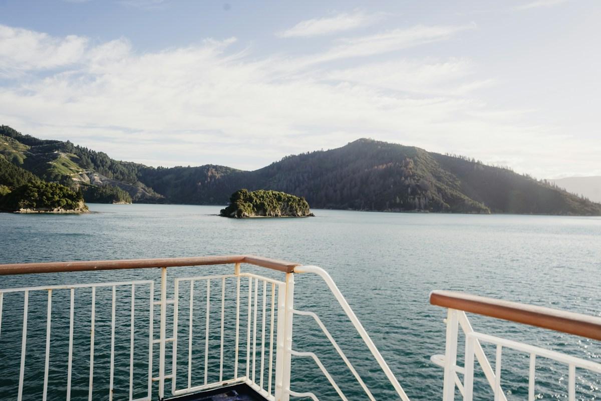 View from a Cook Strait ferry deck over the Marlborough Sounds